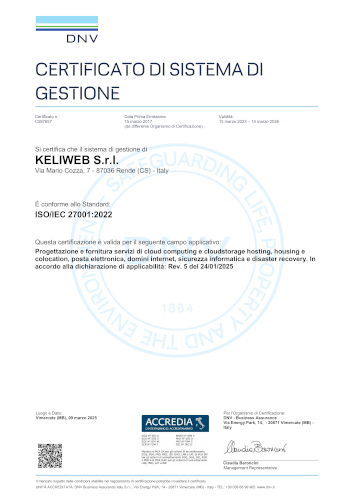 Certificato ISO IEC 27001-27017-27018